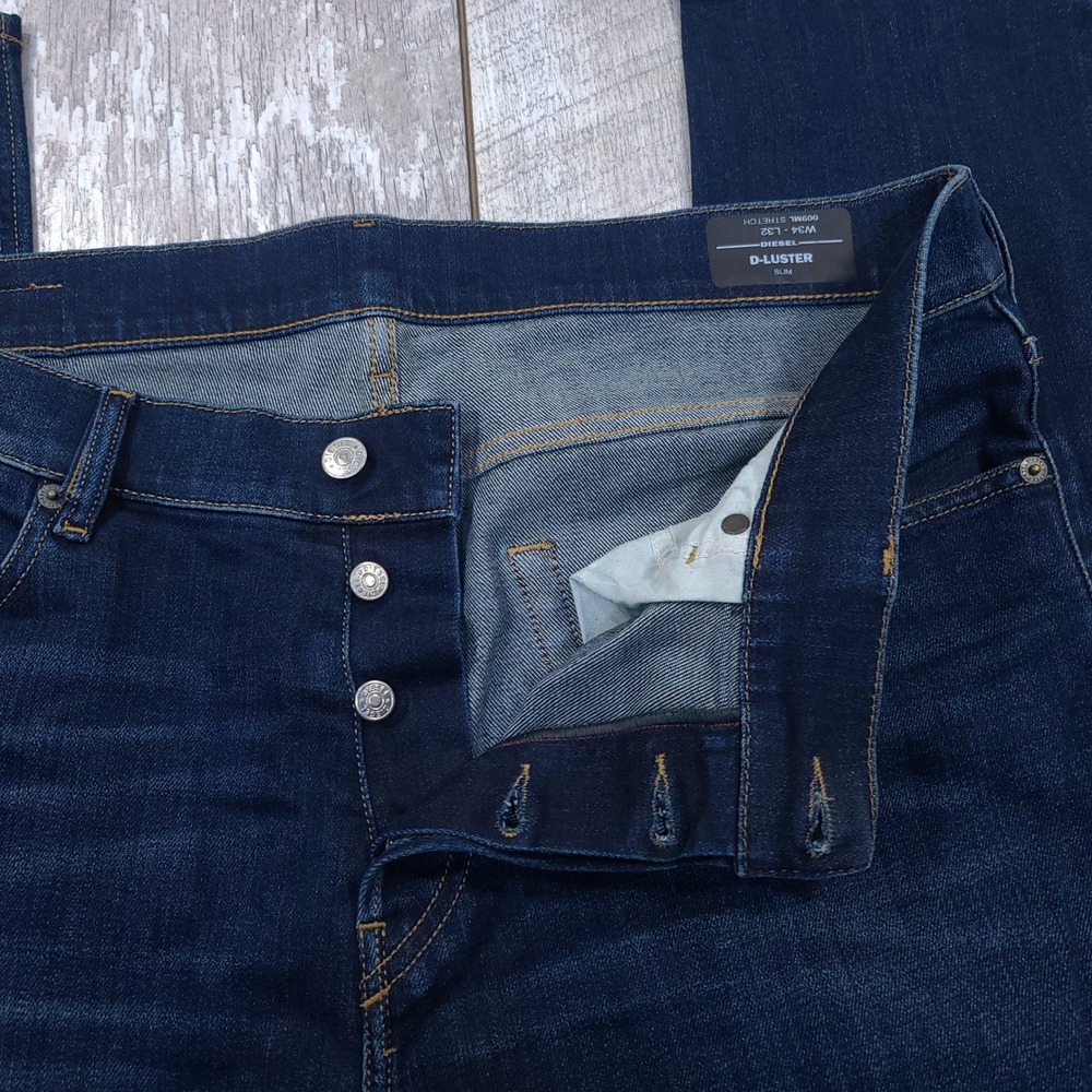 Diesel D-Luster Jeans Mens 34x34 Dark Blue Slim Fit Stretch Denim Pants - Picture 7 of 10